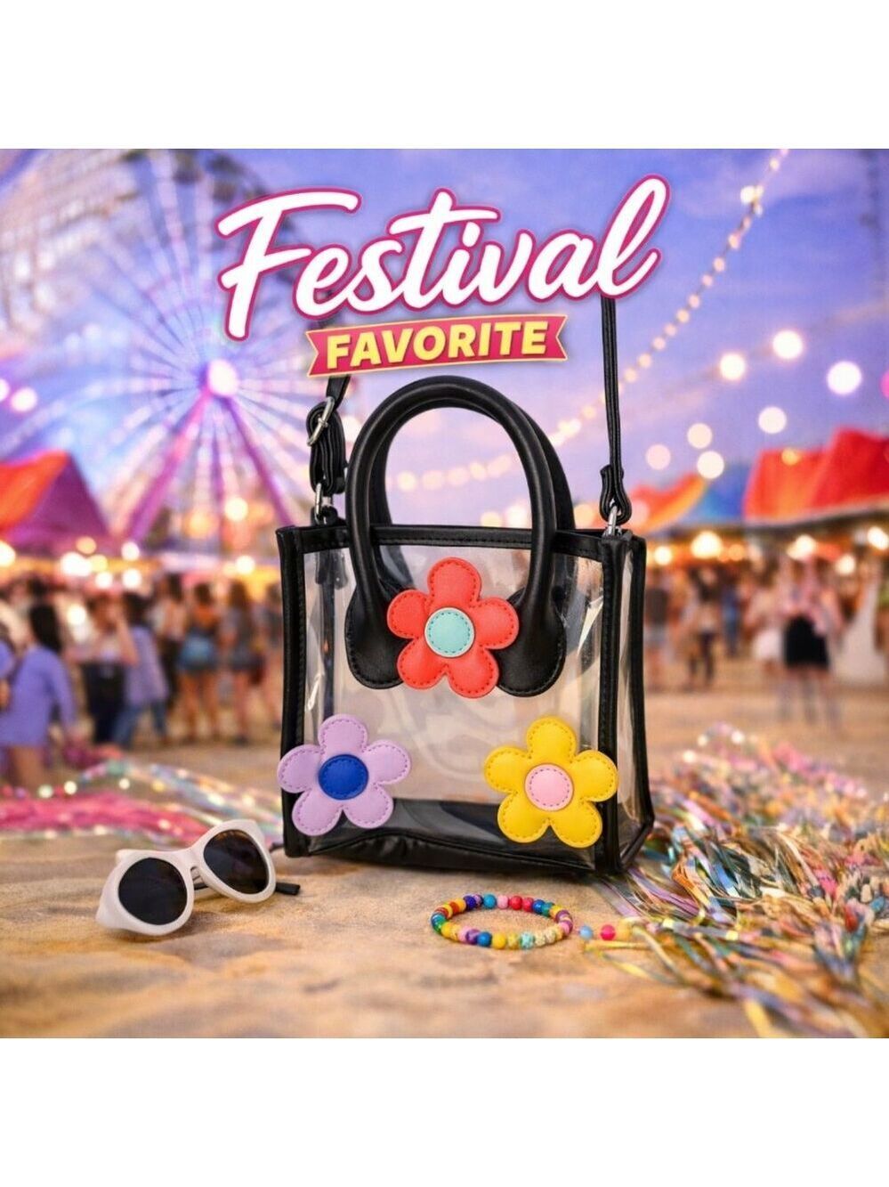 🌼 Clear Floral Mini Crossbody | Festival Bag | Stadium Approved | Spring Flair